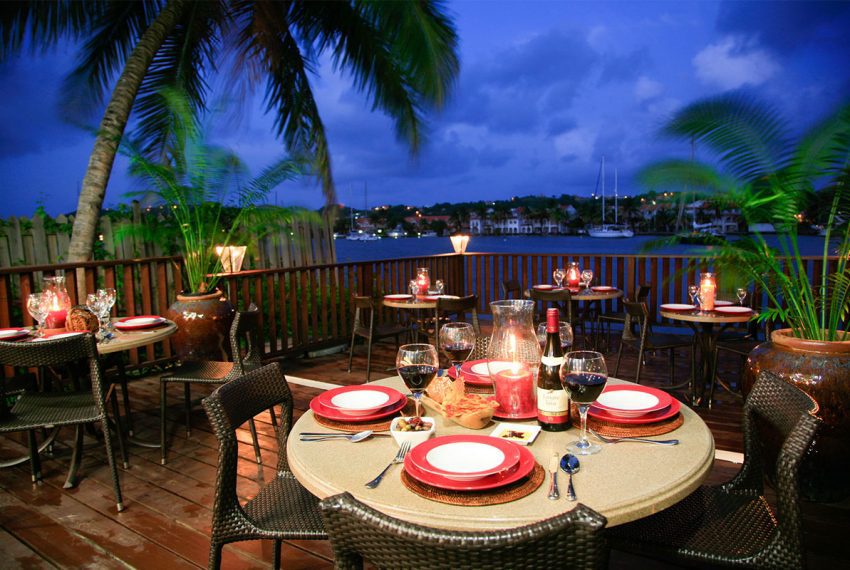 St-Lucia-Home-Real-Estate---Restaurant-Tapas-on-the-Bay---Nightime-setting-2