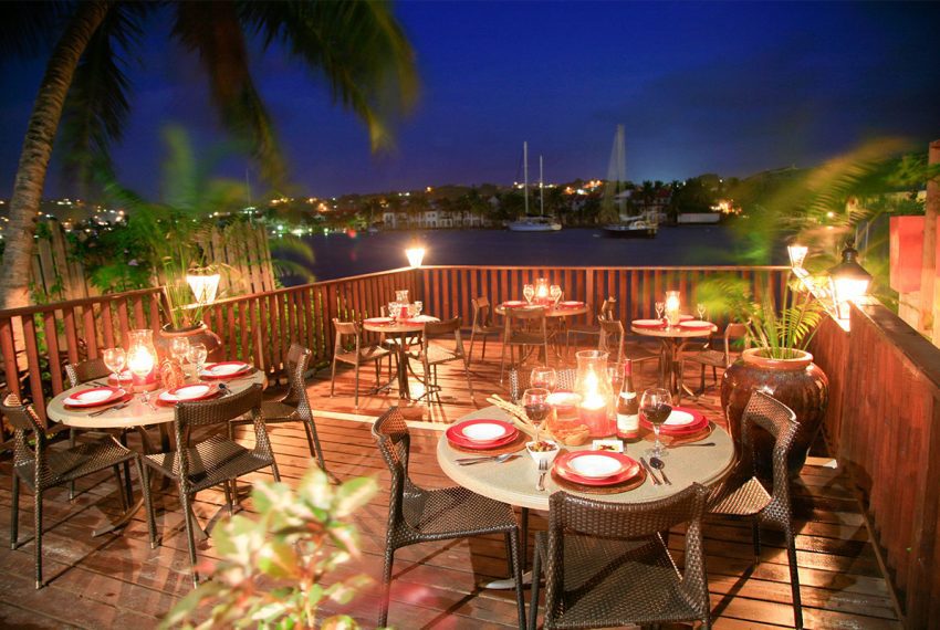 St-Lucia-Home-Real-Estate---Restaurant-Tapas-on-the-Bay---Nightime-setting-3