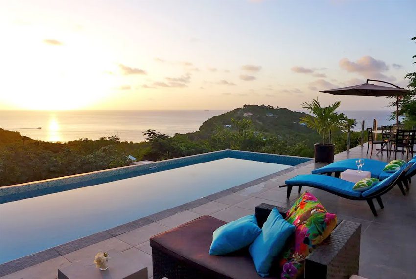 St-Lucia-Homes---GRI005-Lab-Villa----Pool-sunset-view