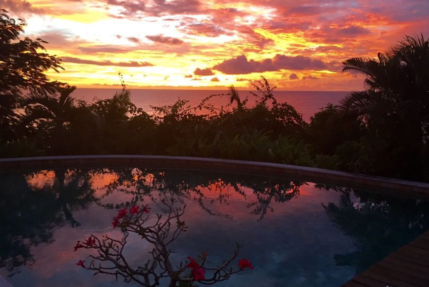 St-Lucia-Homes-Real-Estate---Villa-Susanna---Pool-Sunset-View