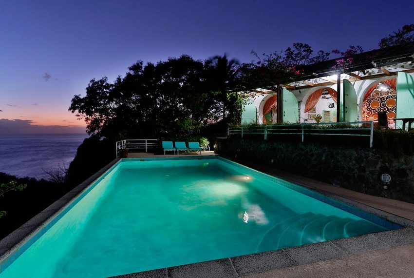 St-Lucia-Homes-Moon-Point-Pool-Nightime-Home